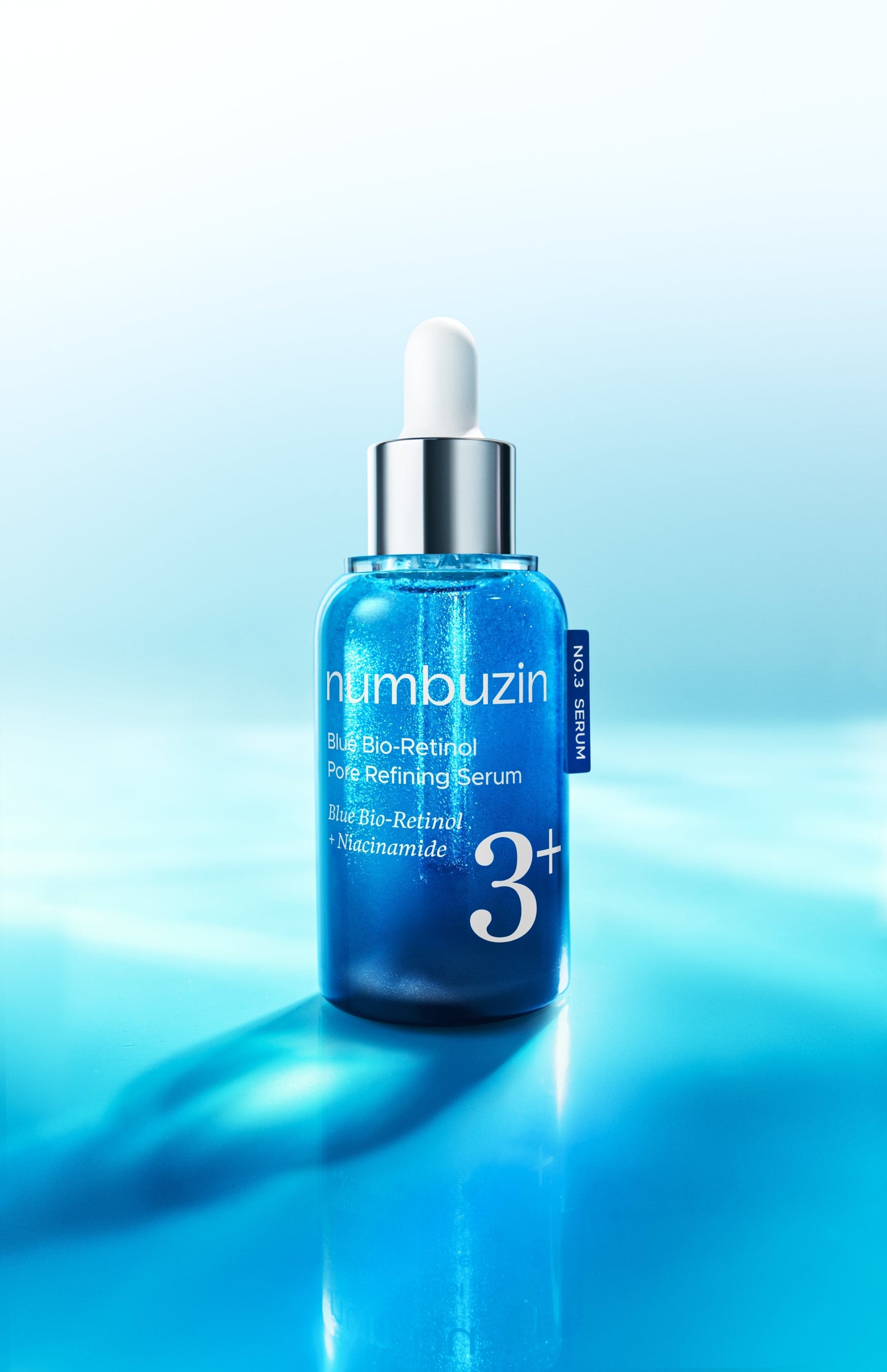 Numbuzin No.3 Blue Bio-Retinol face serum in a 30ml bottle, designed for pore refining and skin renewal.