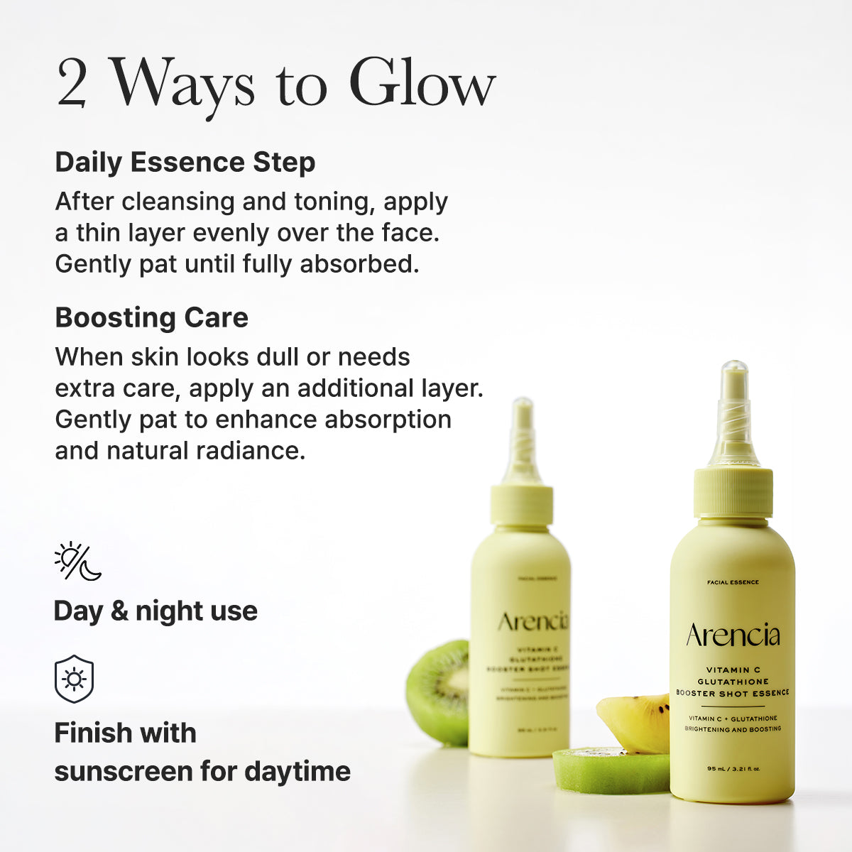 ARENCIA Vitamin C Glutathione Brightening Trio Set displayed, featuring skincare products for brightening and skin health.