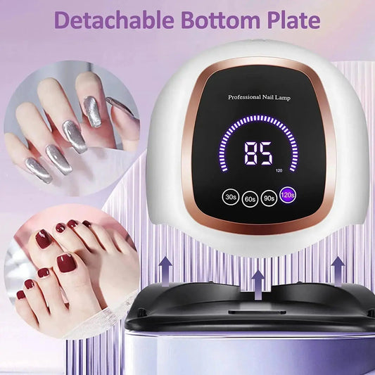 BLUEQUE V3 2 in 1 UV LED Nail Lamp Dryer for Gel Polish 168W with 4 Timer Settings Auto Sensor and LCD Touch Screen for Salon and Home Use JOLIE'S