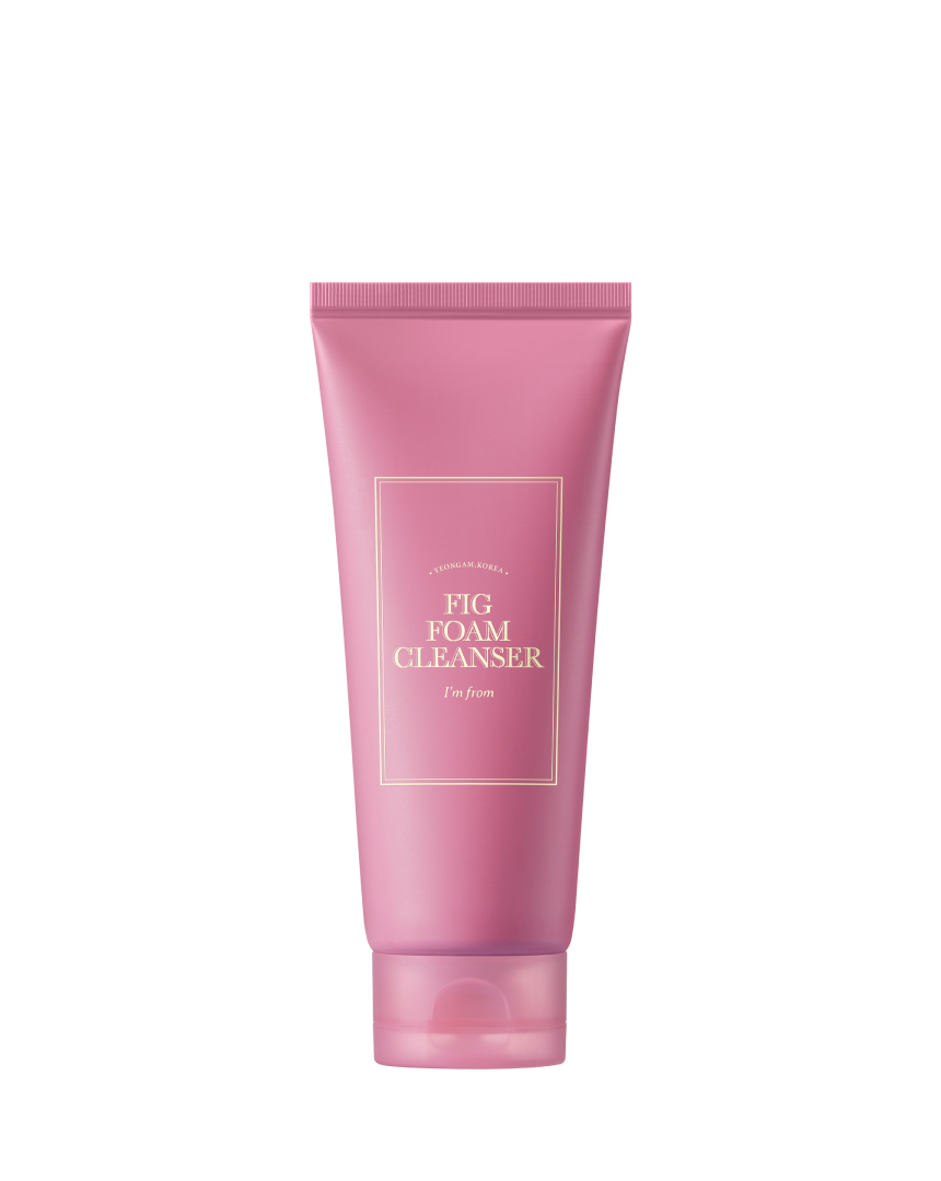 I'M FROM Fig Foam Cleanser in a white bottle with a pump, featuring a minimalist label, designed for gentle facial cleansing.