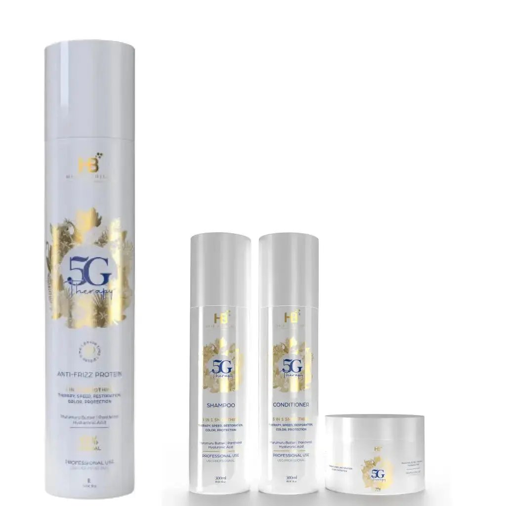 HB HAIR SOLUTION 5G Therapy Brazilian Anti Frizz Hair Treatment 5 in 1 Smoothing Set HB HAIR SOLUTIONS