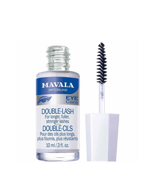 MAVALA Double-Lash eye lash serum in 10ml bottle, with applicator brush, designed to enhance eyelash length and fullness.