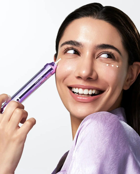 Numbuzin No.9 NAD+ Retinol Volumetox Eye Cream jar with white and purple packaging and applicator tip.