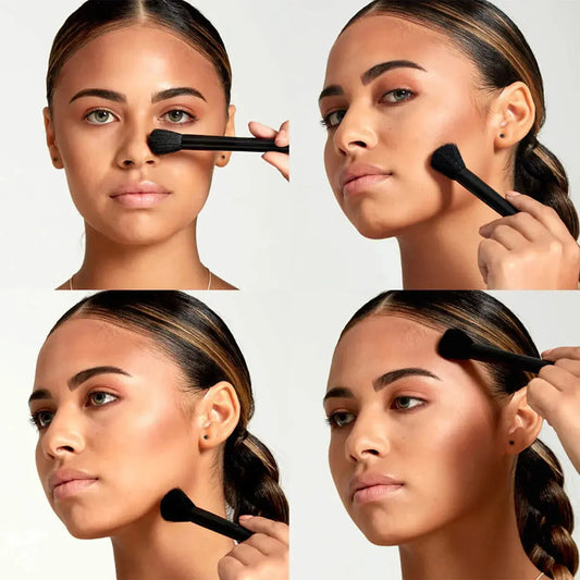 NYX Professional Makeup Highlight and Contour Pro Palette with multiple shades for highlighting and contouring on a neutral background.