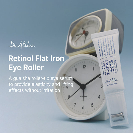 DR ALTHEA Retinol Flat Iron Eye Roller for skincare, featuring a sleek design and gentle application for eye area rejuvenation.