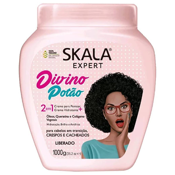 Skala Divino Potato Cream hair mask in a 1000g jar with creamy texture, designed to nourish and hydrate hair.
