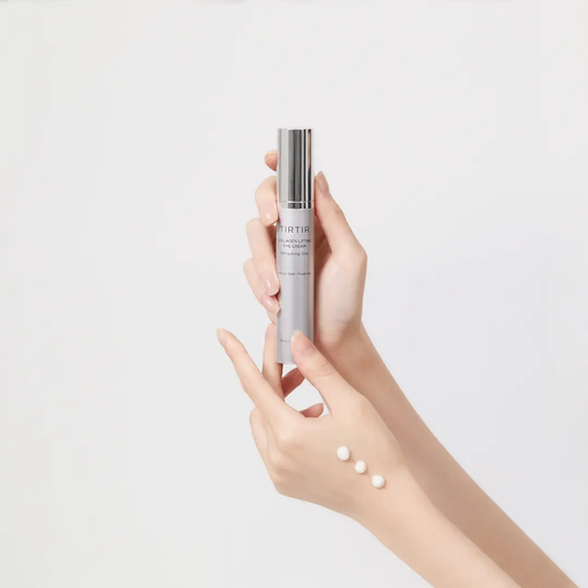 TIRTIR Collagen Lifting Eye Cream in 15ML jar, showing the sleek container and product label for eye skincare.
