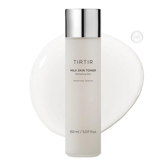 TIRTIR Milk Skin Toner in 150ml bottle, gentle skincare toner with moisturizing properties, natural ingredients for refreshing skin.