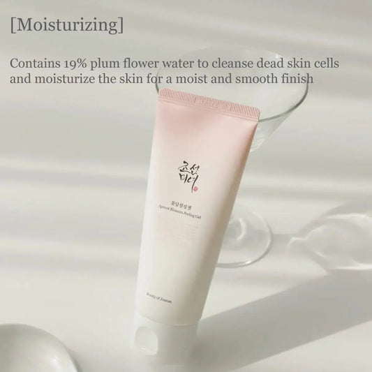 BEAUTY OF JOSEON Apricot Blossom Peeling Gel in 120ml tube, showcasing the gel and apricot blossom ingredients.