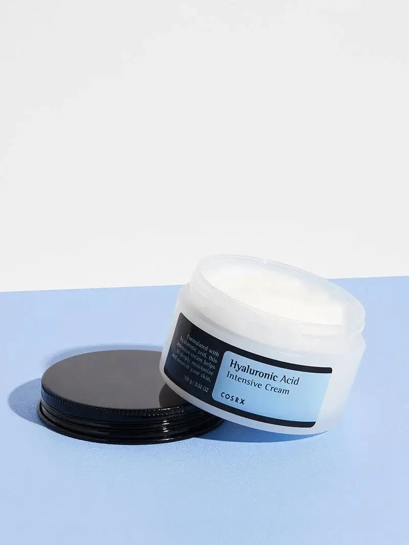 COSRX Hyaluronic Acid Intensive Cream in 100ml jar, featuring a smooth, hydrating skincare formula for deep moisture and skin nourishment.