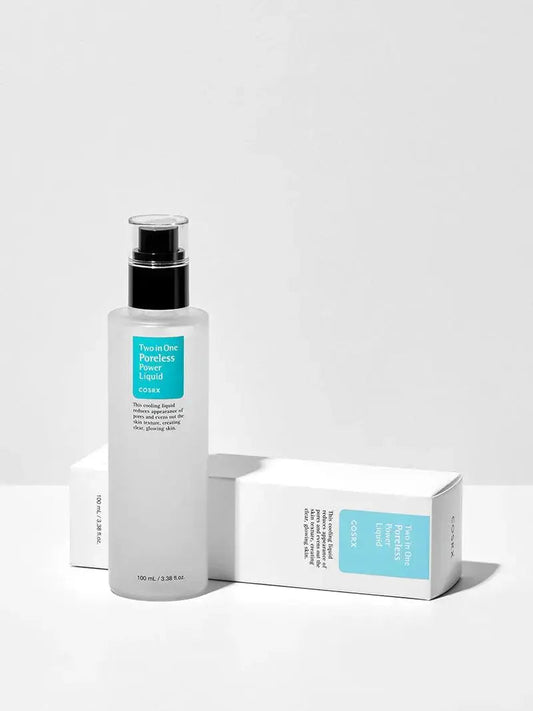 COSRX Two In One Poreless Power Liquid bottle, 100 ml, with clear label showing product name and branding.