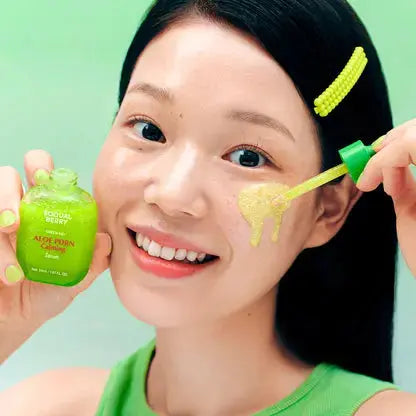 EQQUALBERRY Green Aid Aloe PDRN Calming Serum 30ml, clear bottle showing the soothing serum for sensitive skin