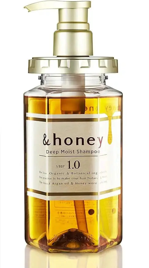 & Honey Deep Moist Shampoo, Treatment, and Hair Oil set displayed in a beauty and cosmetics collection.