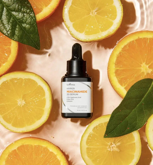 ISNTREE Hyper Niacinamide 20 Serum in a 20 ml bottle, showcasing the skincare product with a clean, minimalist design.