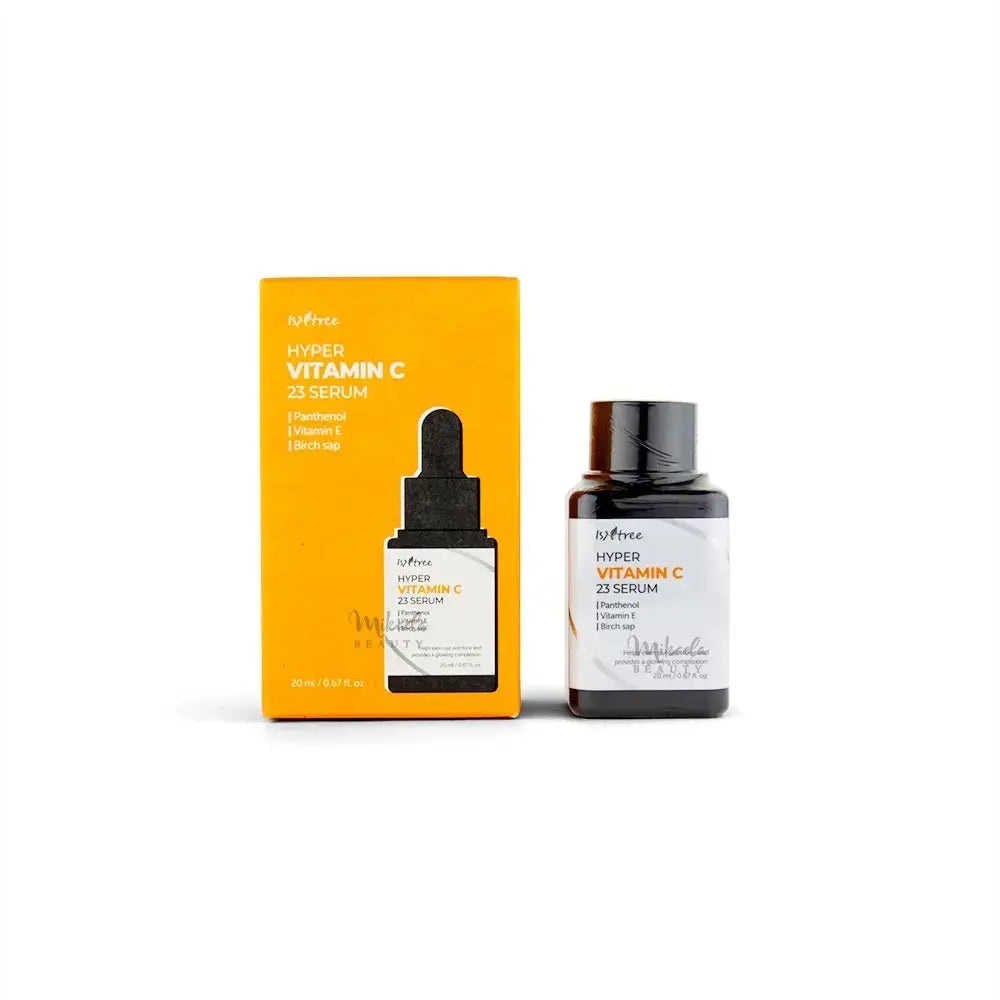 ISNTREE Hyper Vitamin C 23 Serum in a 20 ml bottle, showcasing clear packaging and vibrant orange label with branding details.