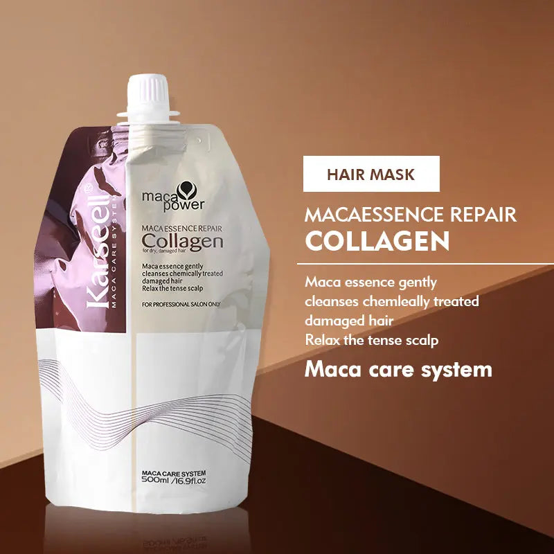 KARSEELL Collagen Hair Treatment in a 500 ML bag, showing the product packaging with a focus on the label and size.