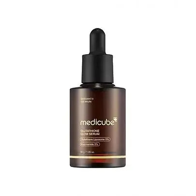Medicube Glutathione Glow Serum 30g bottle showing the product with a sleek design and white and blue packaging.