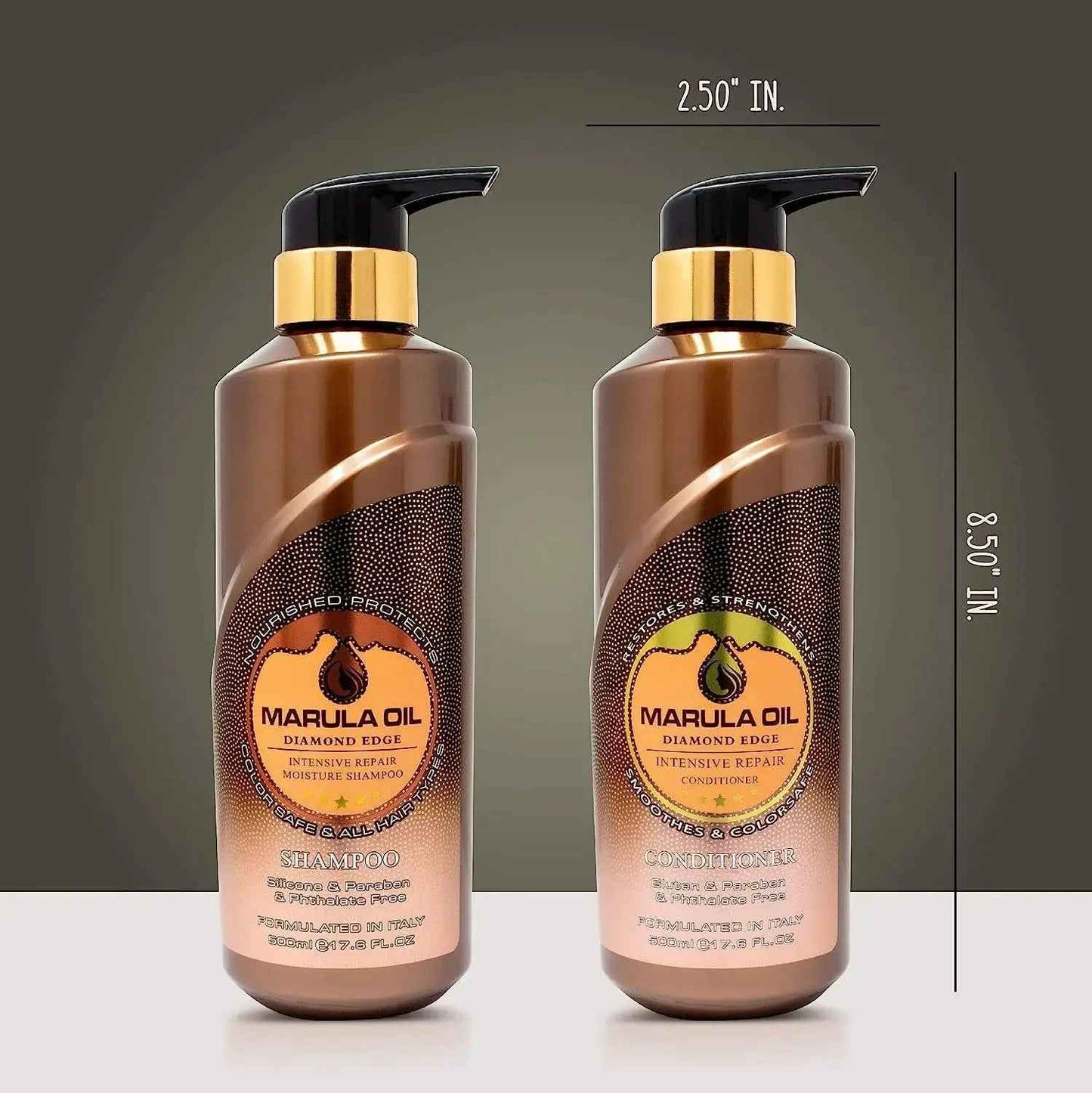 Nuspa Marula Professional Natural Oil Deep Hydrating Shampoo and Conditioner Set Sulfate Paraben Free 500 ML