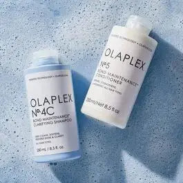 OLAPLEX No. 4C Bond Maintenance Clarifying Shampoo 250ml bottle showing the shampoo's label and clear liquid inside the bottle.