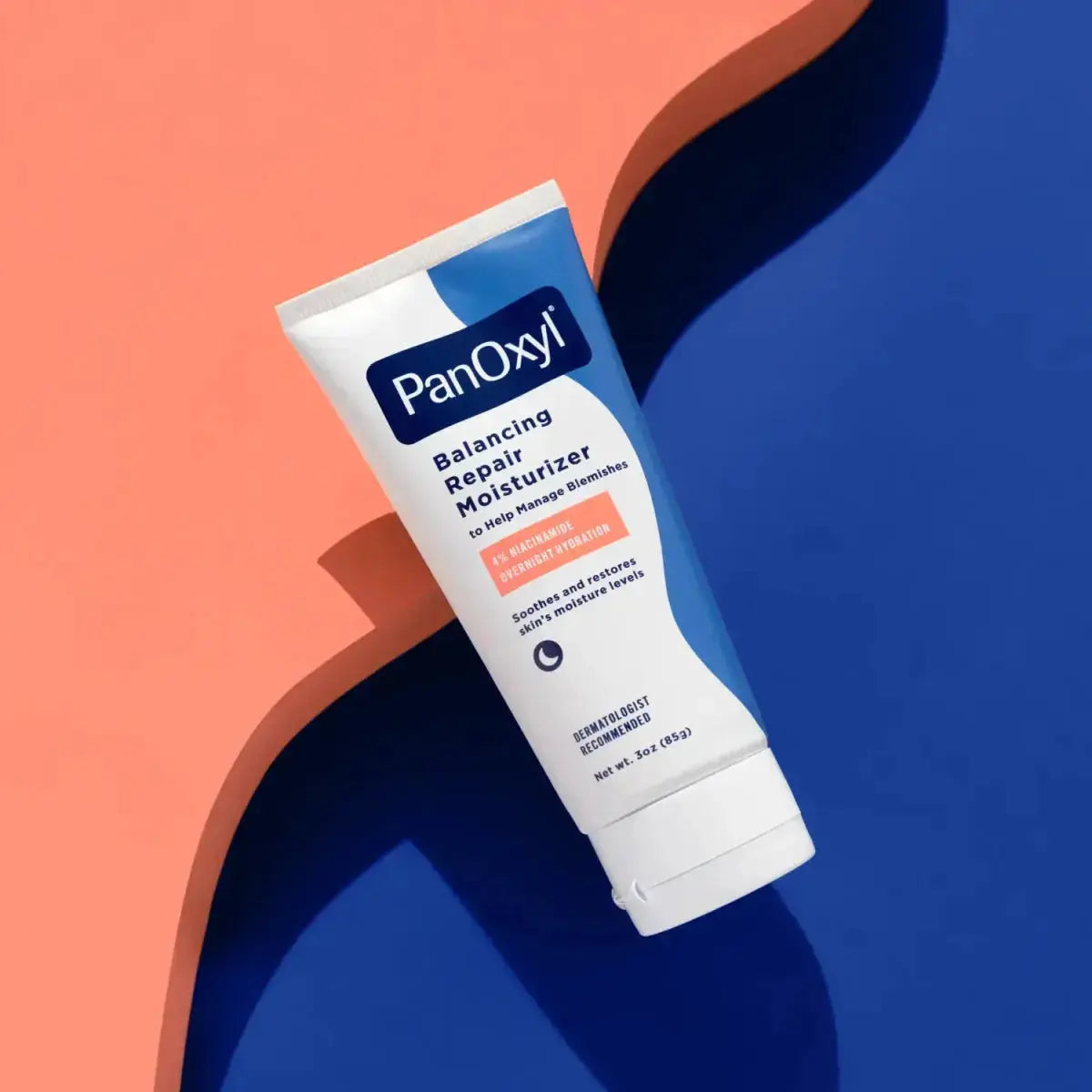 Panoxyl Balancing Repair Moisturizer 85g jar showing smooth, white cream with a clean, minimalist label on a white background.