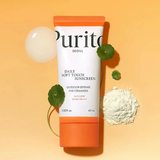PURITO Daily Soft Touch Sunscreen in 60ml, a lightweight sunscreen with soft touch formula from PURITO SEOUL.