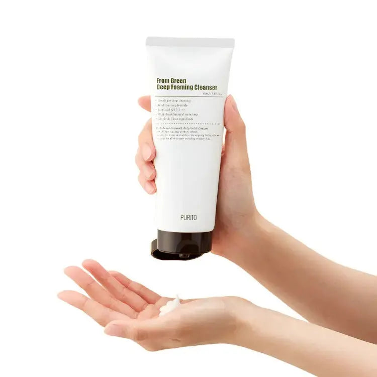 PURITO From Green Deep Foaming Cleanser 150ml, a gentle cleansing foam with natural ingredients for clean, refreshed skin