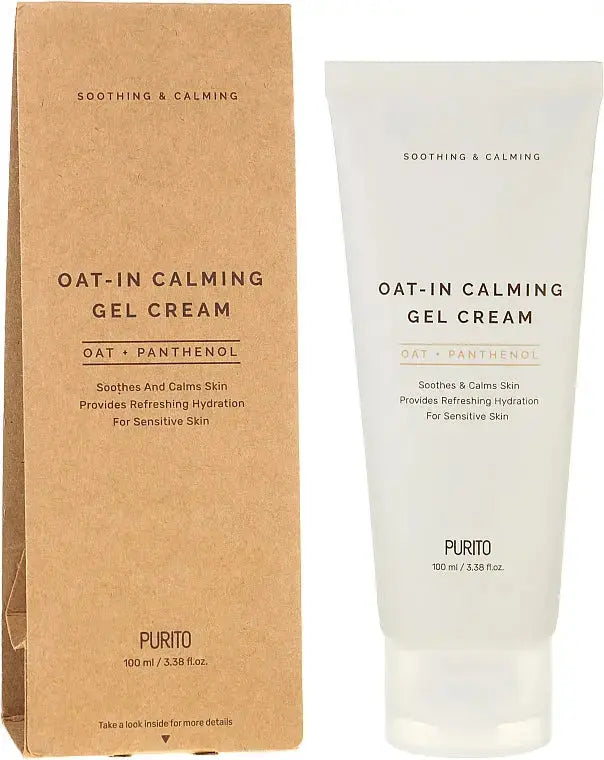 PURITO Oat-in Calming Gel Cream in a 100ml jar, soothing skincare cream from PURITO SEOUL with oat extract for sensitive skin