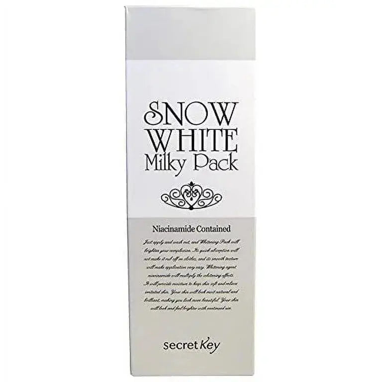 Secret Key Snow White Milky Pack wash-off pack in a 200g jar, featuring a creamy, white skincare treatment for brightening and smoothing skin.