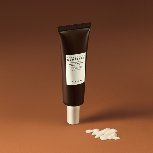 SKIN 1004 Madagascar Centella Probio-Cica Glow Sun Ampoule in a 50ml bottle with a dropper for skincare.