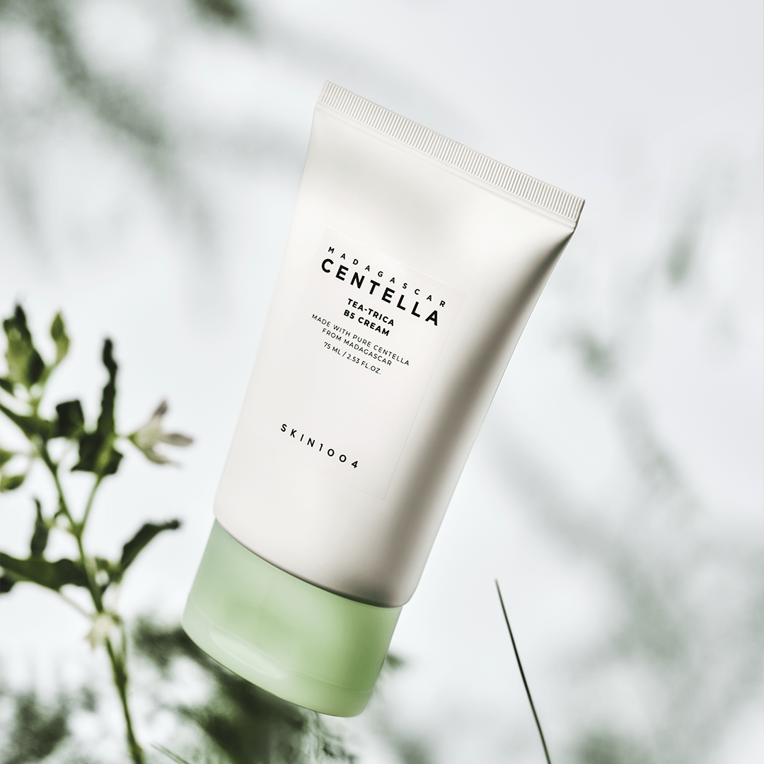 SKIN 1004 Madagascar Centella Tea-Trica B5 Cream jar showing the creamy texture and packaging of the skincare product.