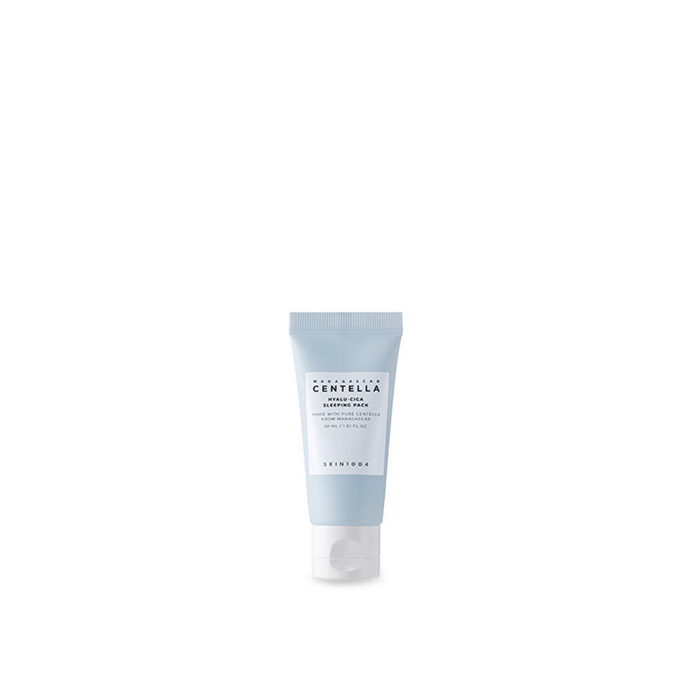 SKIN 1004 Madagascar Centella Hyalu-Cica Sleeping Pack in a 30ml jar, hydrating sleeping mask with centella and hyaluronic acid.