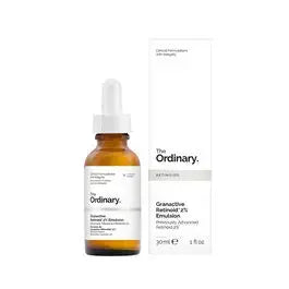 THE ORDINARY Granactive Retinoid 2% Emulsion 30ml bottle, showing the skincare product in its packaging with label and dropper.