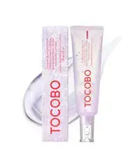 TOCOBO Collagen Brightening Eye Gel Cream in 30 ml jar showing smooth gel texture and sleek packaging.