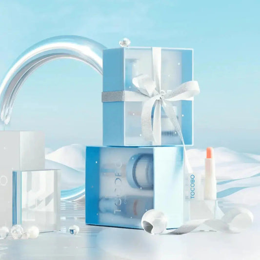 TOCOBO Glow & Moist Trio Set featuring skincare products in sleek packaging, designed to hydrate and brighten the skin.