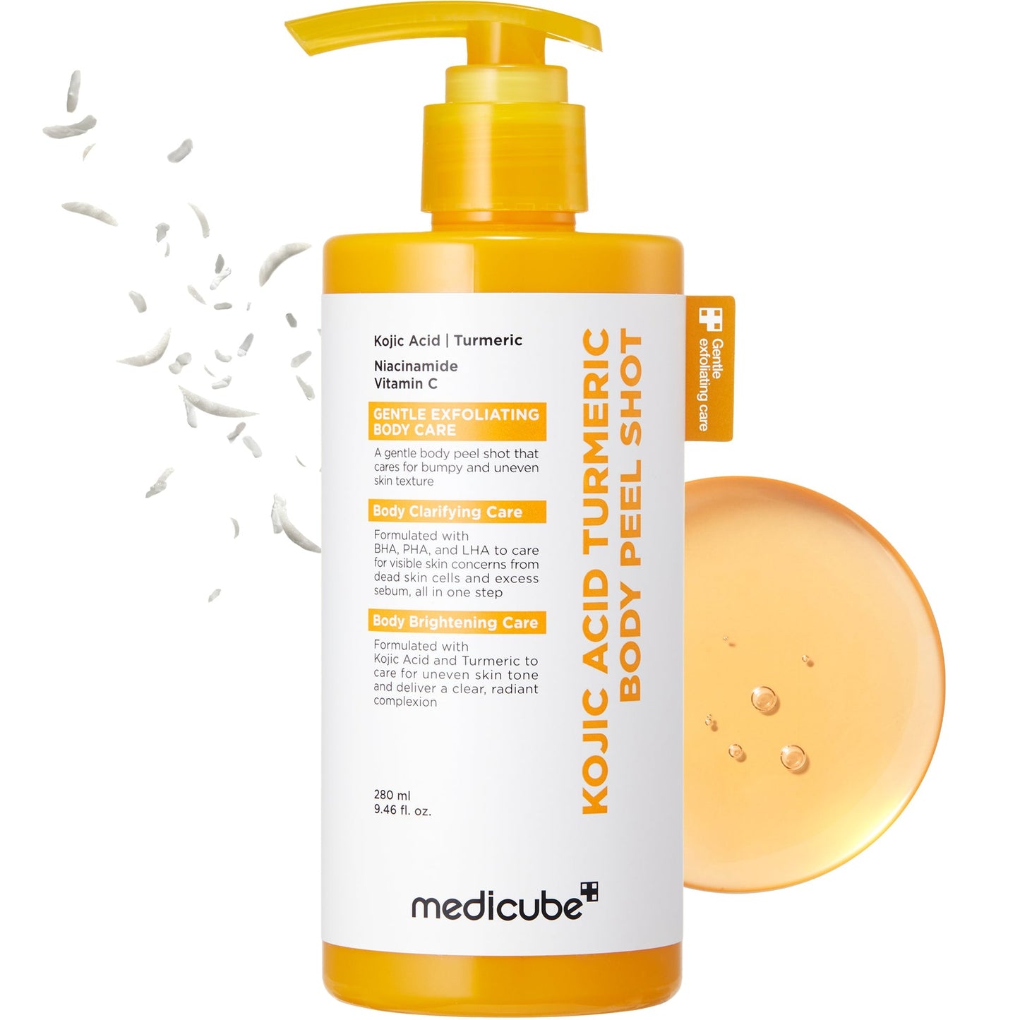 Medicube Kojic Acid & Turmeric Peel Shot Duo bottles with labels, skincare treatment for brightening and skin renewal.