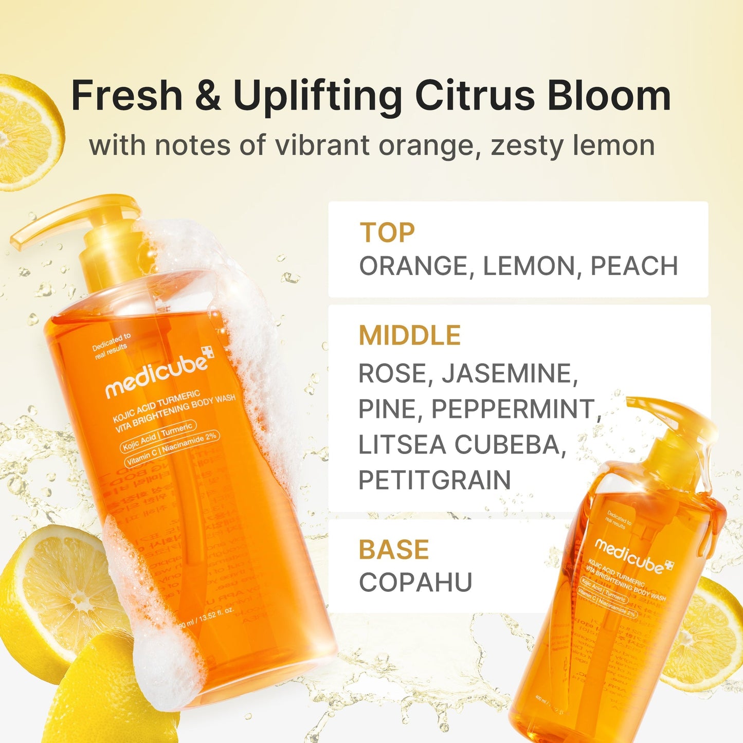Medicube Kojic Acid Turmeric Glow Set featuring skincare bottles and jars with vibrant labels and natural turmeric elements.