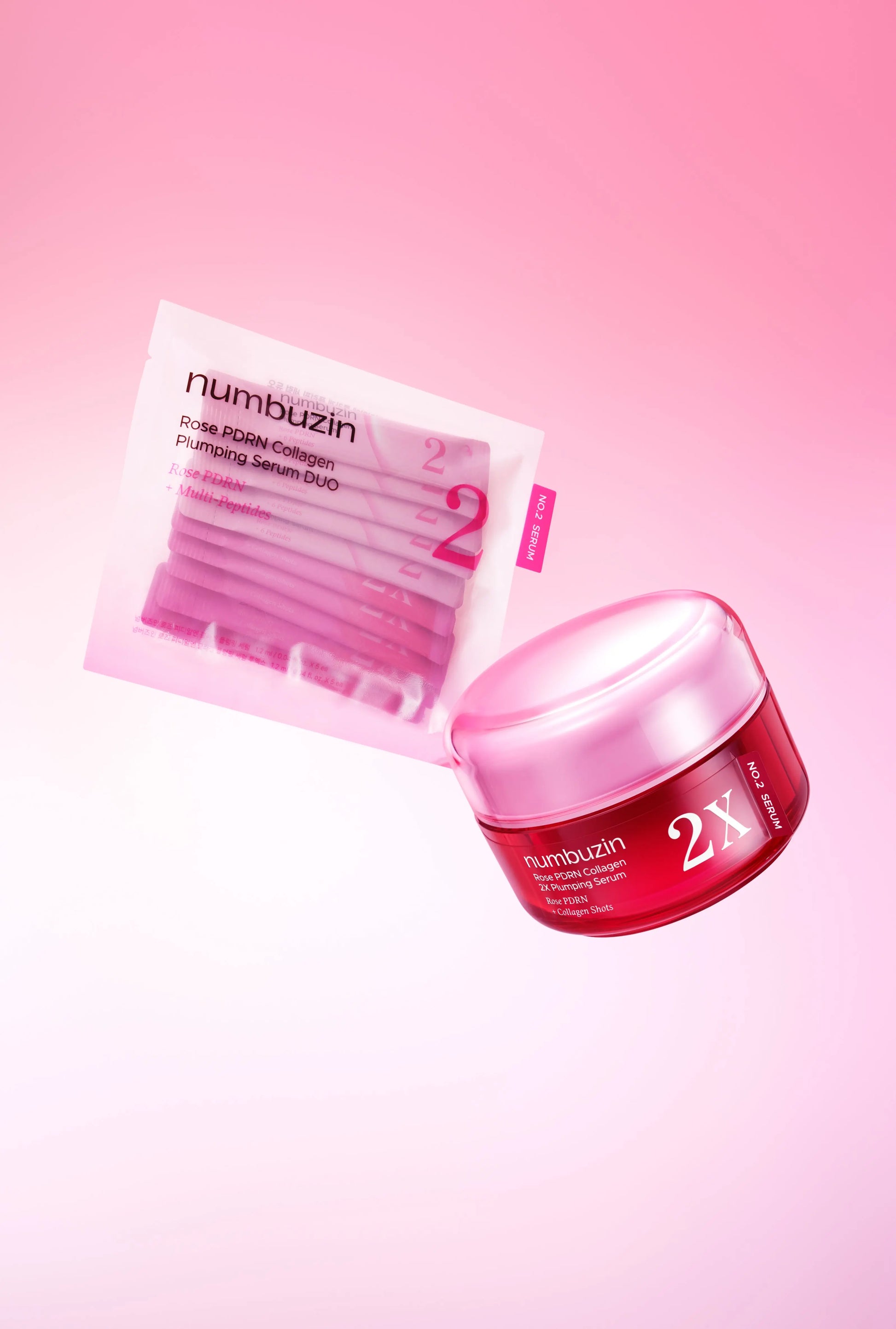 Numbuzin No.2 Rose PDRN Collagen 2X Plumping Serum + Collagen Shot 30ml Numbuzin