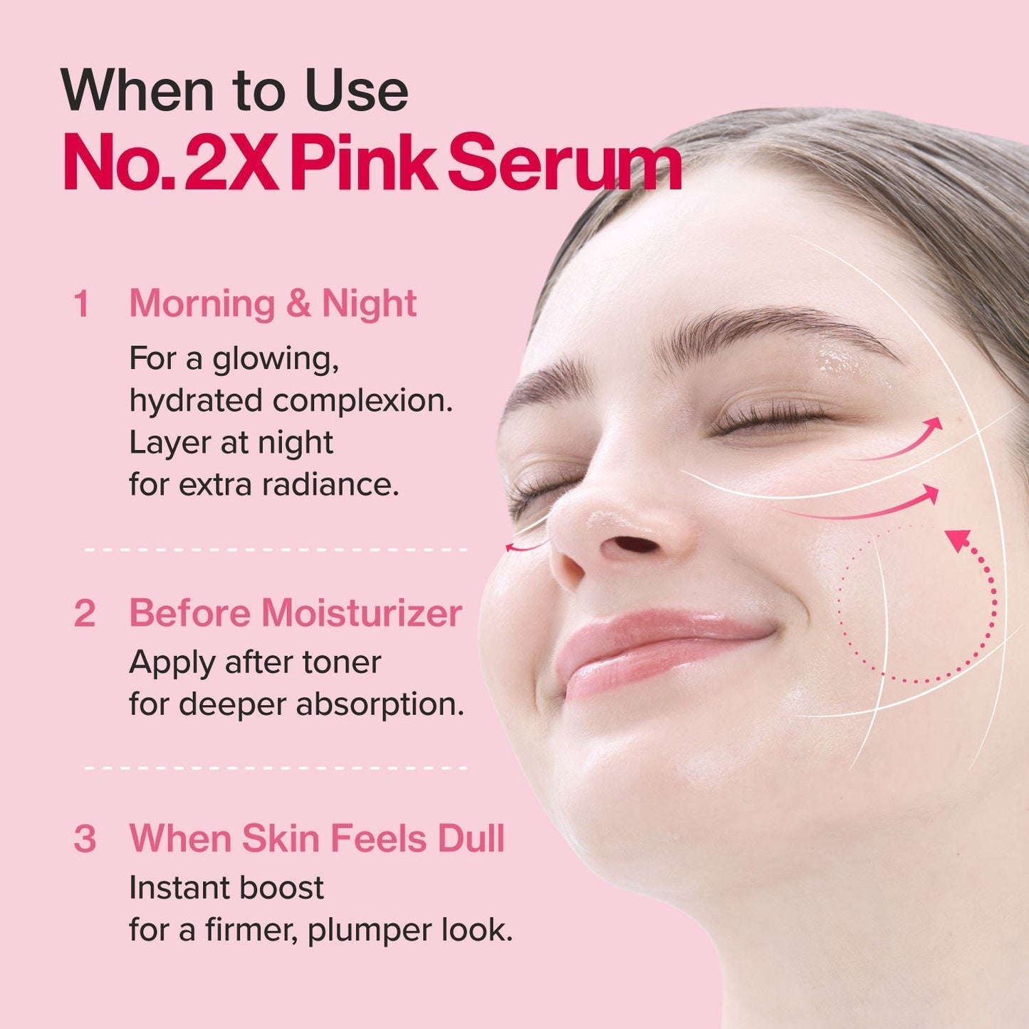 Numbuzin No.2 Rose PDRN Collagen 2X Plumping Serum and Collagen Shot 30ml in a clear bottle, with rose extract and skincare ingredients visible.