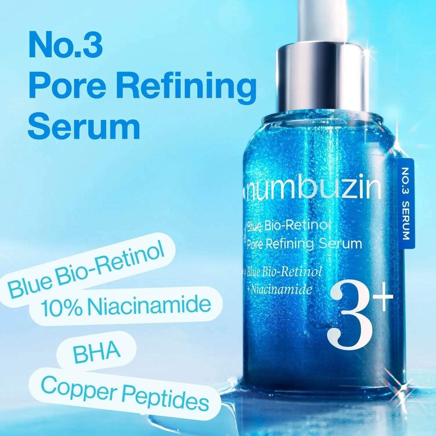 Numbuzin No.3 Blue Bio-Retinol Pore Refining Serum 30ml Numbuzin