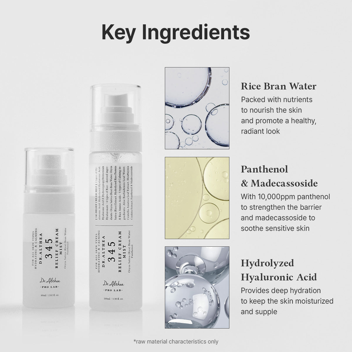 DR ALTHEA Relief & Glow Mist Duo bottles with clear labels, featuring refreshing facial mist sprays in sleek packaging.