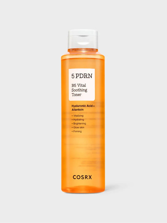 COSRX 5 PDRN Glass Skin Transformation Kit toner bottle with clear label and minimalist design, showcasing skincare product details.