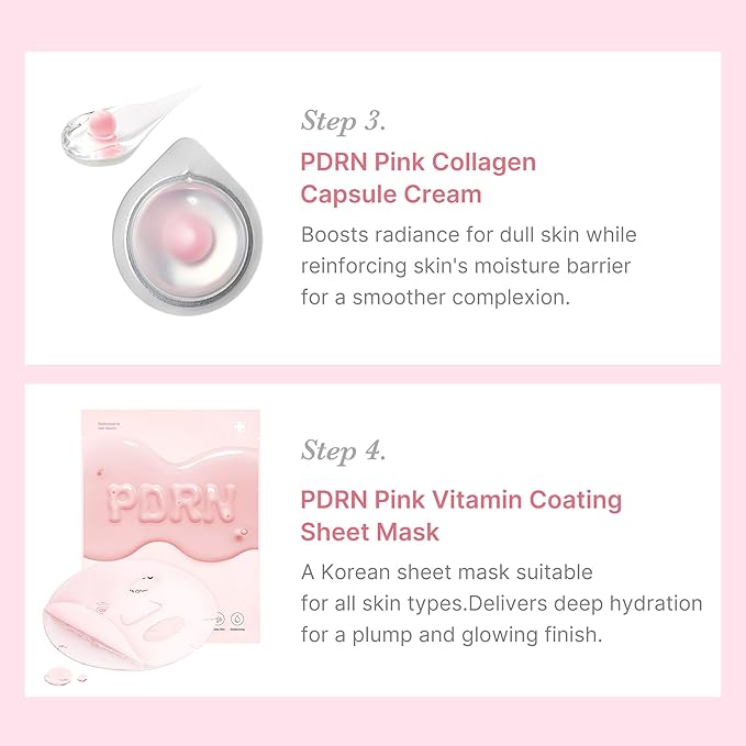 Medicube PDRN Glow Kit for skin care, featuring skincare products with brightening and rejuvenating effects on a clean background.