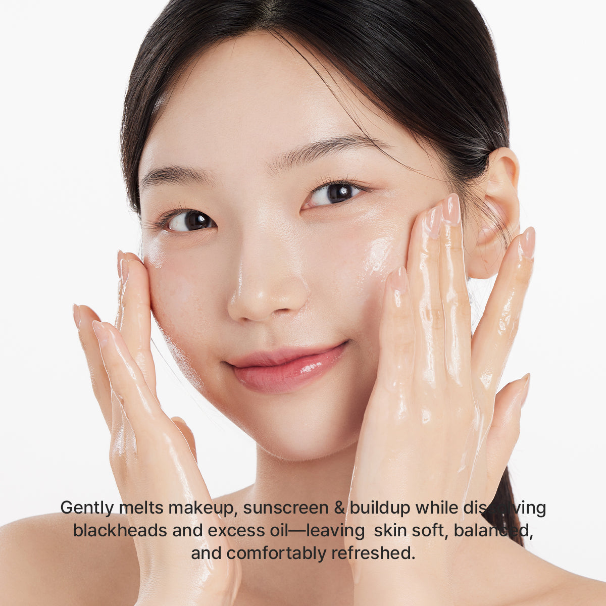 ARENCIA Pore Melt Double Cleansing Duo with skincare products in white and clear bottles on a neutral background
