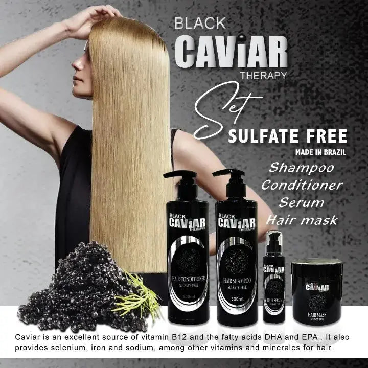 DOKAN BLACK CAVIAR THERAPY Sulfate Free Hair Care Kit 4 Pcs BLACK CAVIAR