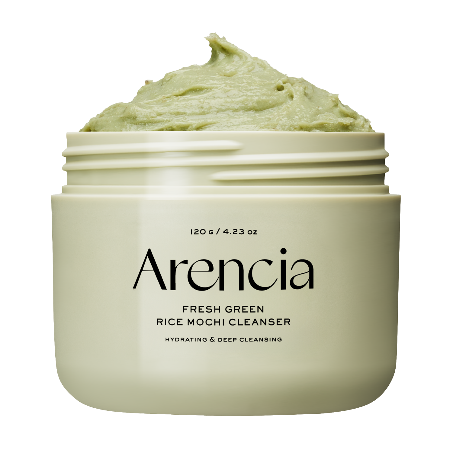 ARENCIA Pore Melt Double Cleansing Duo with Fresh Green Rice Mochi Cleanser in 120g, featuring a vibrant green rice mochi design.