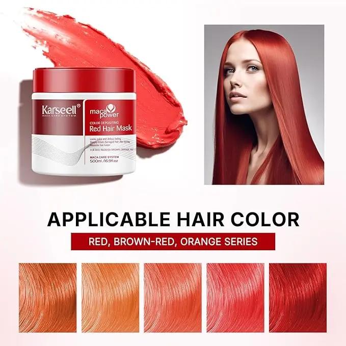 KARSEELL Color Depositing Red Hair Mask 500g, nourishing hair mask with vibrant red color for dyed or treated hair.