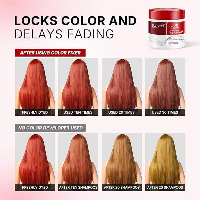 KARSEELL color depositing red hair mask in 500g jar, nourishing hair treatment for vibrant red color enhancement