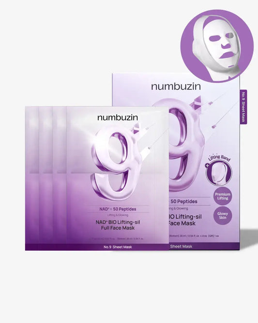 NUMBUZIN No.9 NAD+ BIO Lifting-sil Full Face Mask (4 Sheets + Lifting Band) numbuzin