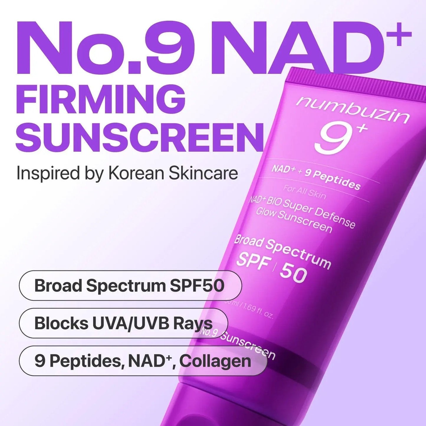 Numbuzin No.9 Ultimate Lifting Set with five skincare products displayed, including serums and creams in sleek packaging.