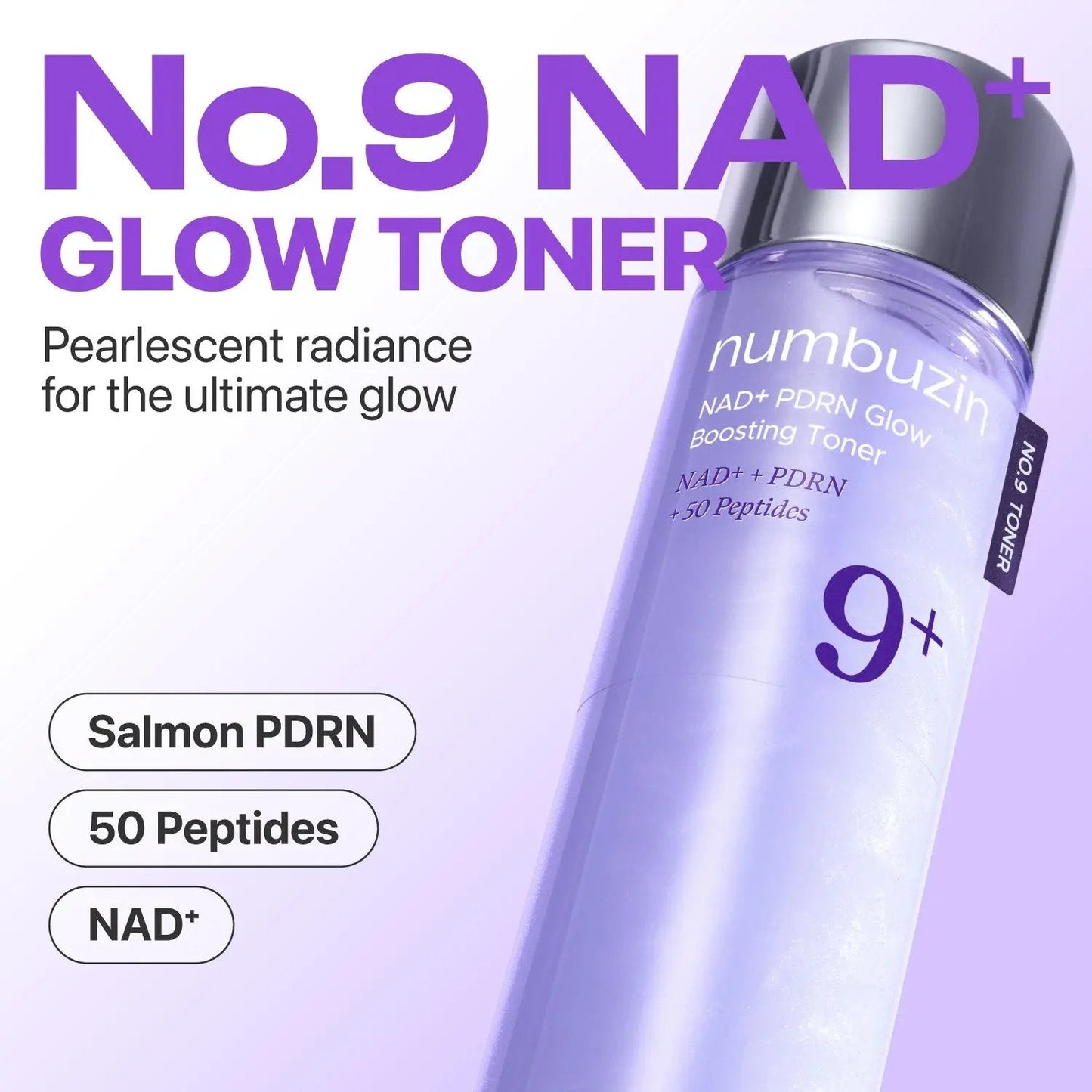 Numbuzin No.9 NAD+ Glow Boosting Set featuring skincare products with sleek packaging and vibrant labels for radiant skin.